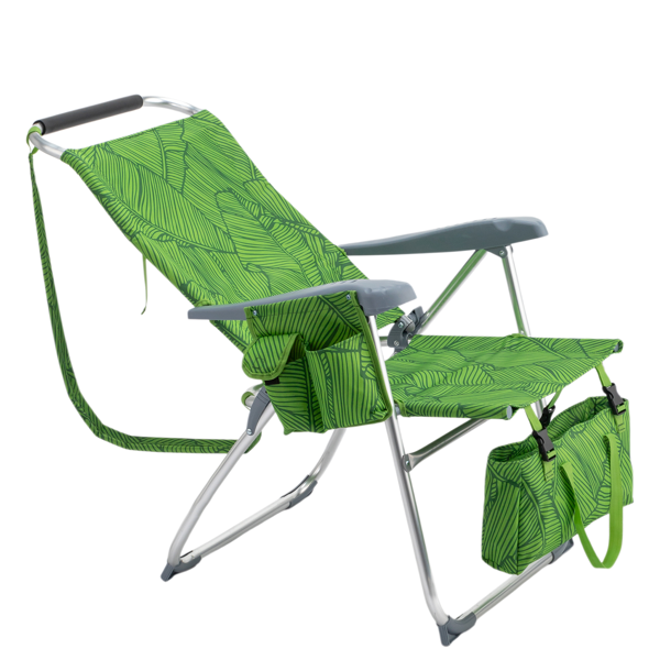 1pcs 座高17in 夏日棕榈 铝沙滩椅 带头部海绵 侧单肩带 二合一布杯托侧袋 底部收纳提包 牛津布无横杆七档调节猫爪扶手沙滩椅17"-1 62*99*100.5cm  120kg-2