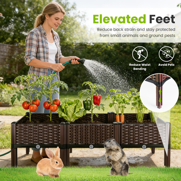 （自提可发加拿大，temu&tk下自提单）高架花坛种植箱，3种尺寸可选，自浇灌式高架花坛，轻质PP材质种植容器，适用于蔬菜、香草、花卉，适合户外露台和阳台-大号-5