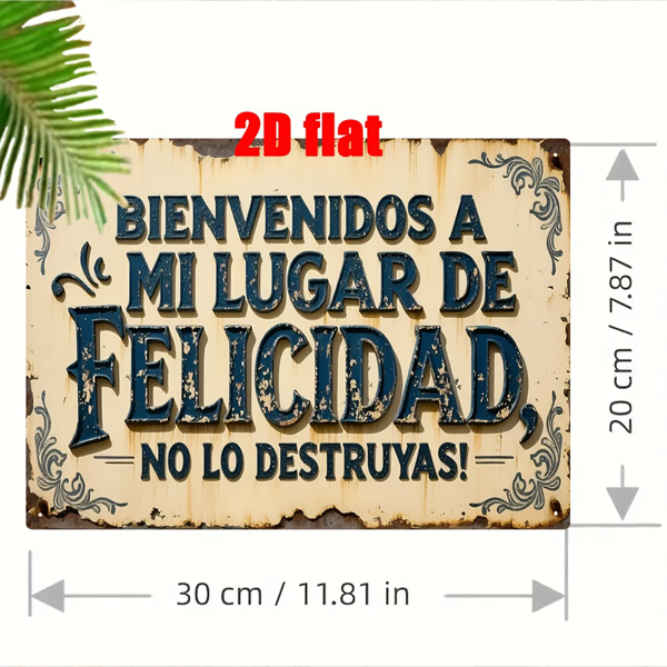 CIFbuy 欢迎来到我的快乐天堂复古金属牌花卉乡村风家居酒吧咖啡馆男人洞农舍装饰礼品（TikTok、temu 下自提）-3