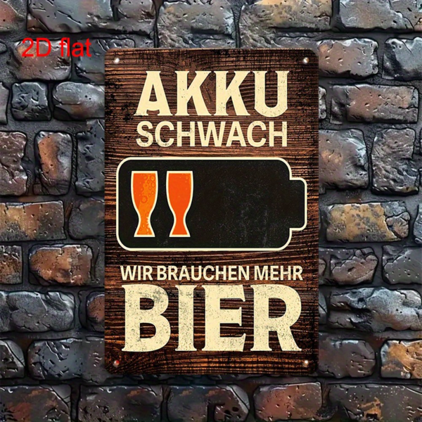 CIFbuy 复古 AKKU SCHWACH 低电量趣味金属铁牌酒吧咖啡馆餐厅庭院装饰（TikTok、temu pick-up service）-4