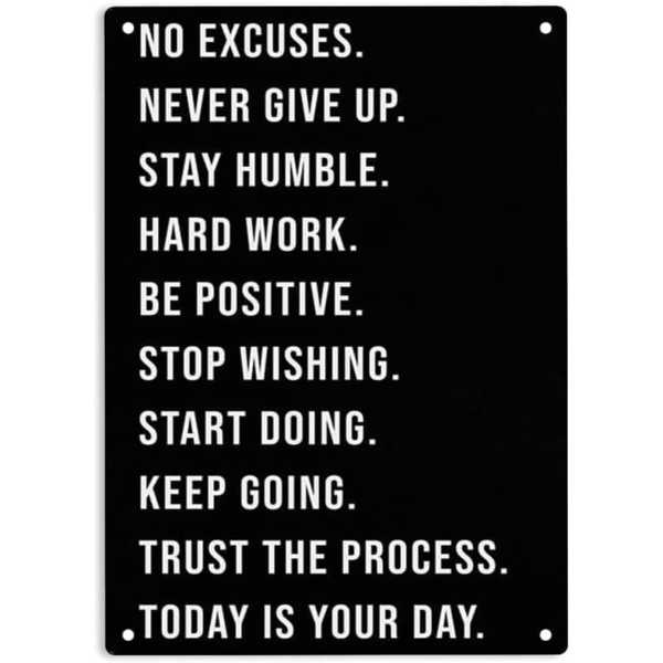 CIFbuy 励志金属铁皮标语牌无借口保持谦逊健身运动装饰家居办公室酒吧墙面装饰（TikTok、temu 下自提）-1
