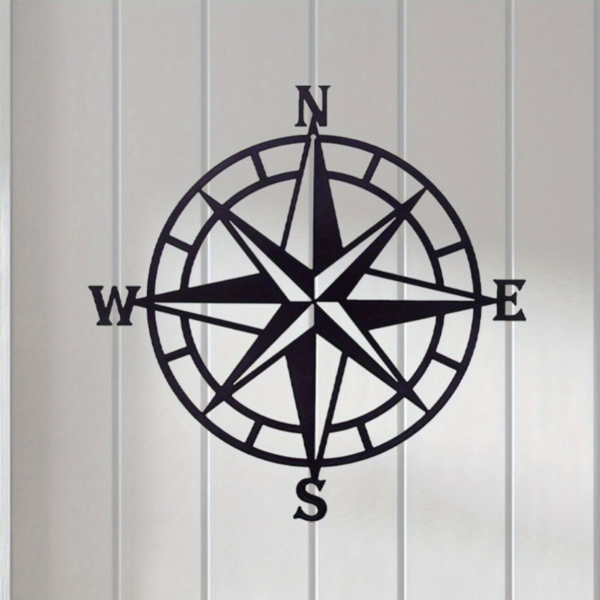 CIFbuy 金属烤漆航海罗盘玫瑰造型壁挂 复古风指南针墙面装饰（TikTok，temu 自提）-3