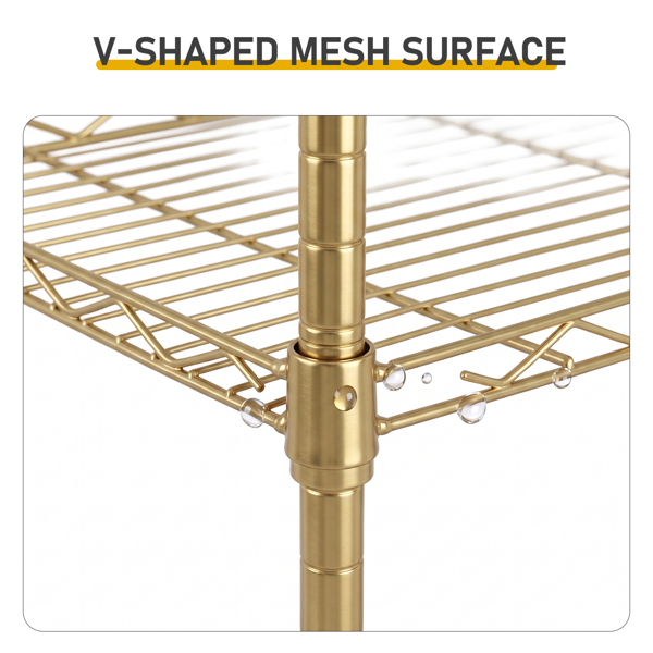 5层 可自由调节层间距  插梢式变形结构 带调节脚 展示架 铁 54*29*150cm 喷粉高光金-3