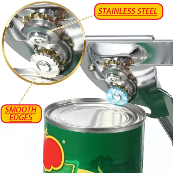 不锈钢手动罐头开瓶器（带磁性） 重型开瓶器 罐刀带橡胶涂层 - 8.9英寸厨房罐头开瓶器，易于握持的手柄（可折叠手柄），便于操作的超大旋钮，适用于大罐的大型手持设计-8