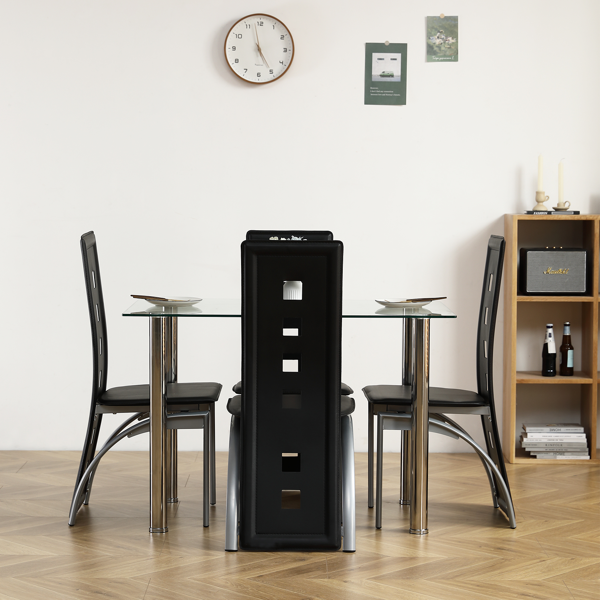 【替换编码 65542081】简约长方形 圆柱腿 餐桌 清玻 钢化玻璃不锈钢 110*70*75cm-15