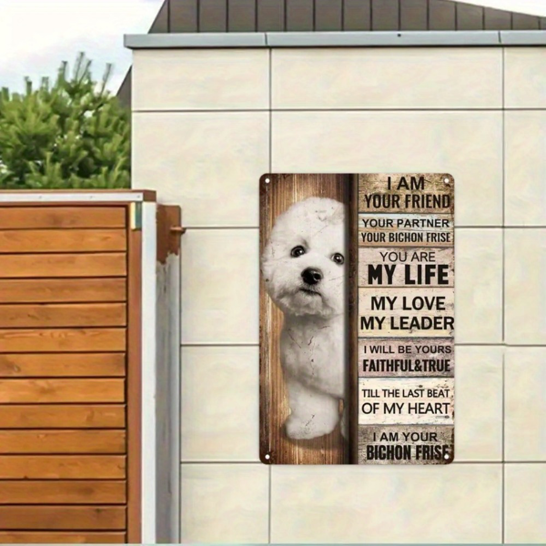 CIFbuy 复古比熊犬金属铁皮挂牌暖心宠物语录客厅卧室墙面装饰（TikTok、temu pick-up service）-4