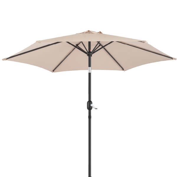 9FT 卡其色 转向头 KD 圆形 太阳伞 涤纶布 6铁伞骨 铁中柱-7