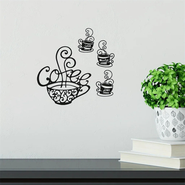 CIFbuy复古咖啡爱好者四件套金属装饰板 厨房咖啡厅酒吧墙面艺术(TikTok、temu下自提)-3