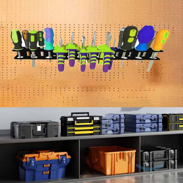 带安装套件的厚型金属墙壁工具面板 - 用于钳子/螺丝起子的车间整理器，墙壁储存系统 带安装套件的厚型钢制墙壁工具面板 - 用于钳子/扳手的槽角储存系统，车库车间解决方案，实用货架-9