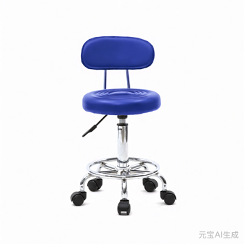 有靠背带纹路圆凳哈哈脚吧凳-蓝色