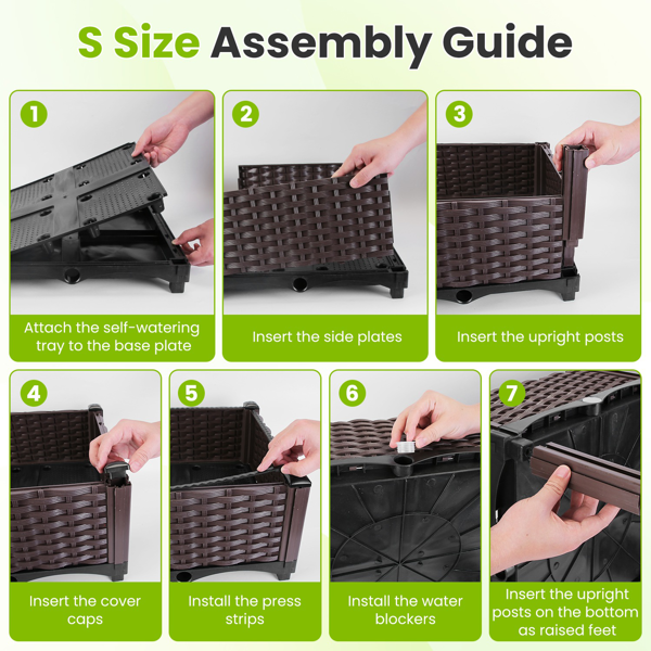 （自提可发加拿大，temu&tk下自提单）高架花坛种植箱，3种尺寸可选，自浇灌式高架花坛，轻质PP材质种植容器，适用于蔬菜、香草、花卉，适合户外露台和阳台-小号-7