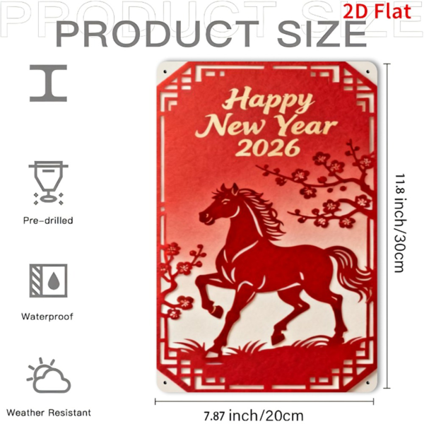 CIFbuy 新年快乐金属铁牌室内外防雨乡村风酒吧办公室车库墙面装饰（TikTok、temu 下自提）-2