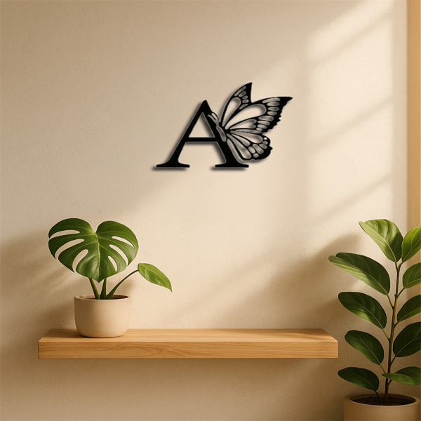 CIFbuy 单件蝴蝶字母组合铁制墙面装饰牌 定制所有字母 婚礼背景装饰 家居墙面装饰 暖房礼物 婚礼标志 DIY 圣诞节万圣节新年家居装饰礼物 (TikTok、temu下自提)-3