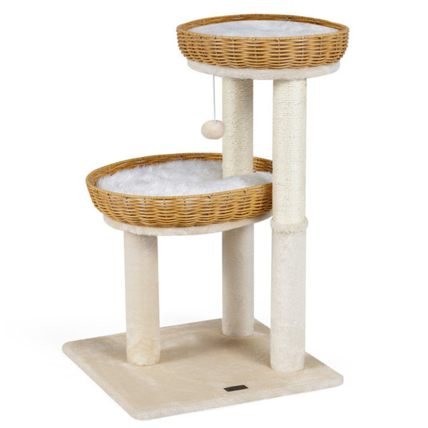 多层猫树，带2个柳条篮和剑麻抓杆室内猫塔-4