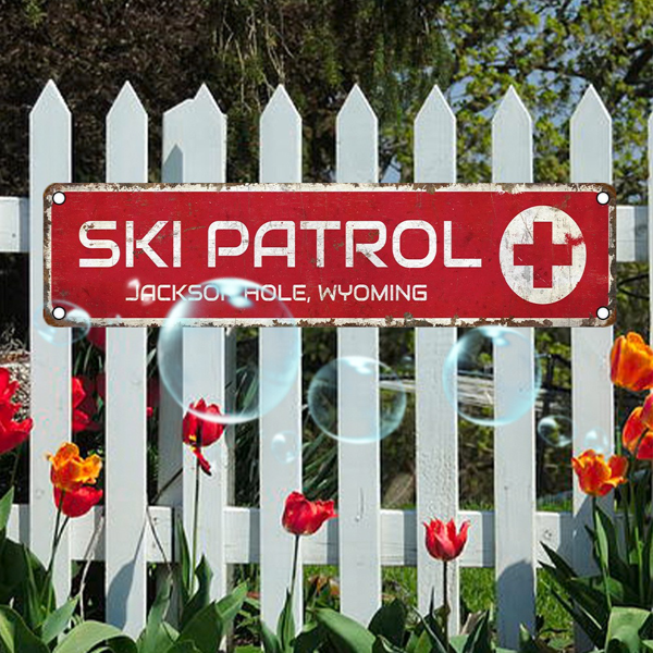 CIFbuy 杰克逊山口滑雪巡逻队怀俄明州铝制标牌复古防水墙面装饰（TikTok、temu 下自提）-4