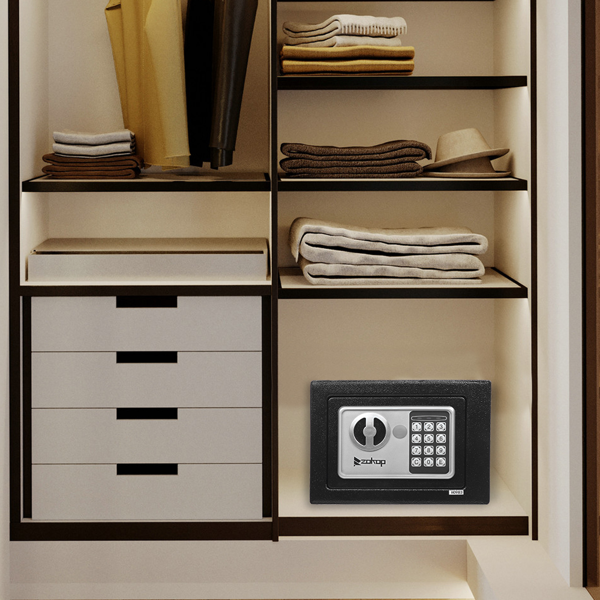 17E家用 电子密码保险箱 黑色箱体 银灰色面板【不含电池】-21