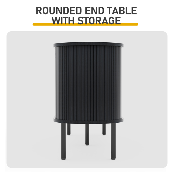 黑色 浮雕 刨花板 椭圆台面 147*35*58cm 推拉格栅门 电视柜-5