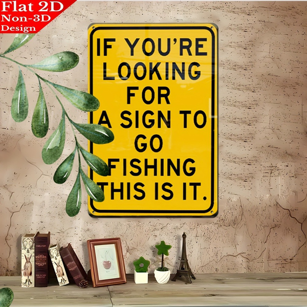 CIFbuy 2D 平面趣味钓鱼复古金属标牌墙面装饰家居农场酒吧车库挂画（TikTok、temu pick-up service）-1