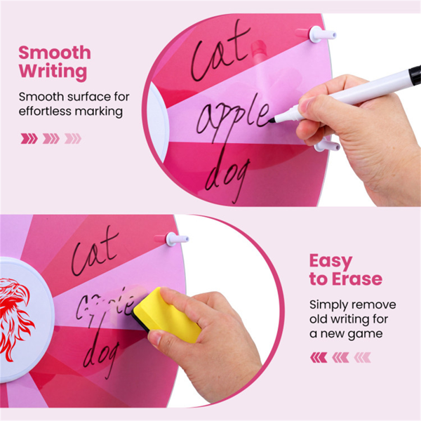 24英寸旋转奖轮，带可折叠立式和桌面幸运轮-粉色-6