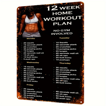 CIFbuy 复古健身计划铝制标牌家用健身激励墙面装饰挂画（TikTok、temu 下自提）