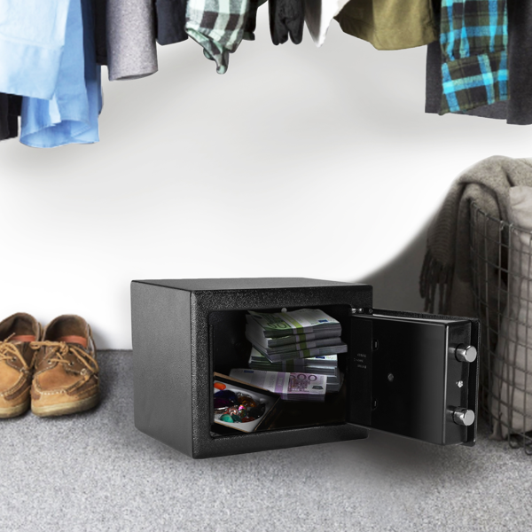 17E家用 电子密码保险箱 黑色箱体 银灰色面板【不含电池】-7