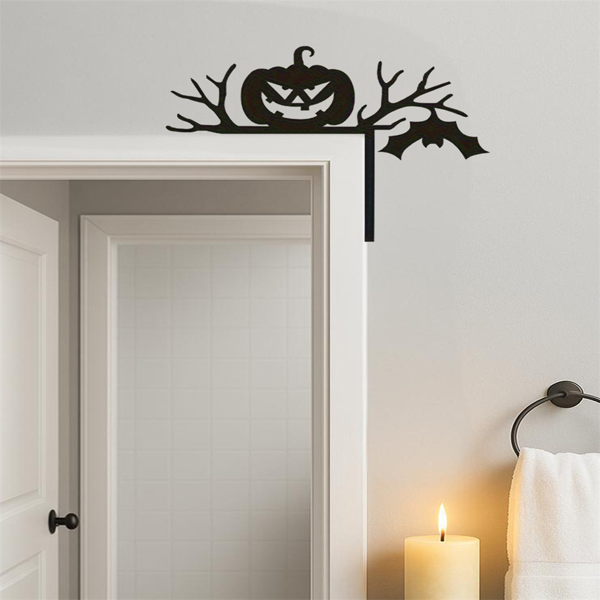 CIFbuy神秘黑色剪影门饰 万圣节幽灵卡通挂饰 哥特窗框派对家居户外装饰(TikTok、temu下自提)-7