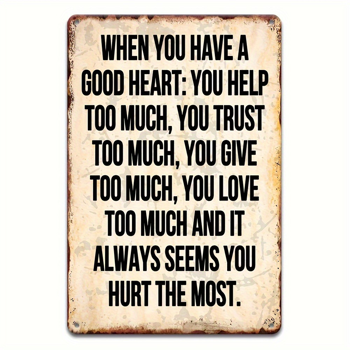 CIFbuy 讽刺复古金属牌善良的心主题搞笑锡牌家居浴室卧室花园男人洞墙面装饰好友生日礼物（TikTok、temu 下自提）