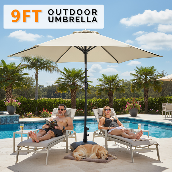 9FT 卡其色 转向头 KD 圆形 太阳伞 涤纶布 6铁伞骨 铁中柱-23