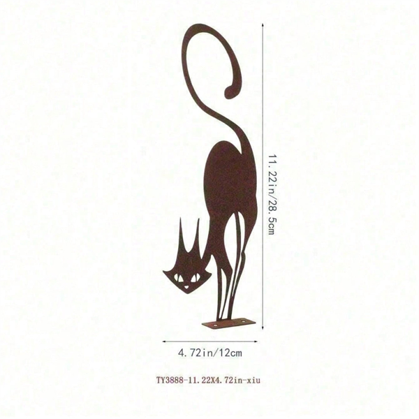 CIFbuy哥特黑猫金属墙饰 万圣节和圣诞节复古风格户外室内庭院装饰（TikTok、temu下自提）-2