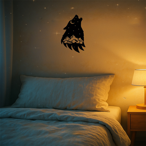 CIFbuy哥特式嚎叫狼金属墙艺术黑色暗黑学院风家居装饰客厅卧室办公室万圣节圣诞节礼物（TikTok、temu下自提）-2