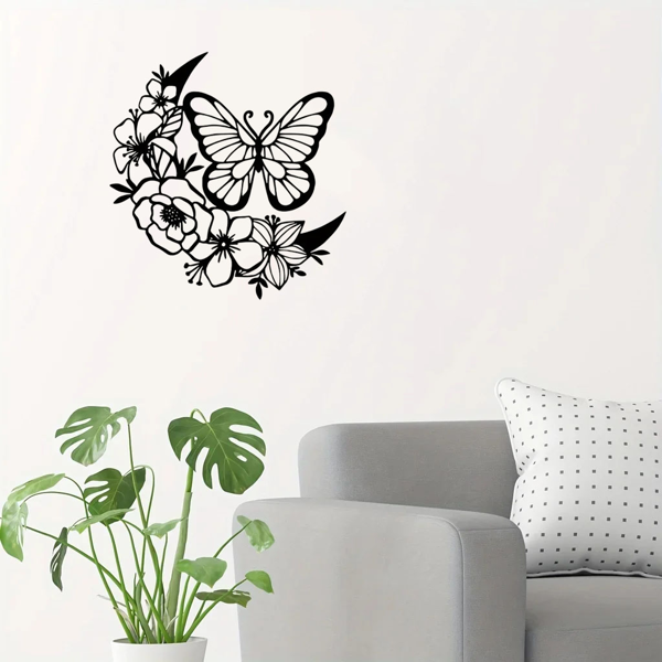 CIFbuy月相蝴蝶金属墙饰波西米亚悬挂室内外防水墙雕塑礼物（TikTok、temu下自提）-3