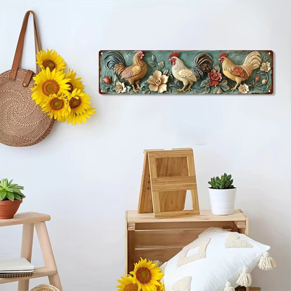 CIFbuy 复古公鸡金属墙面雕塑家居酒吧咖啡馆装饰节日礼品（TikTok、temu 下自提）-5