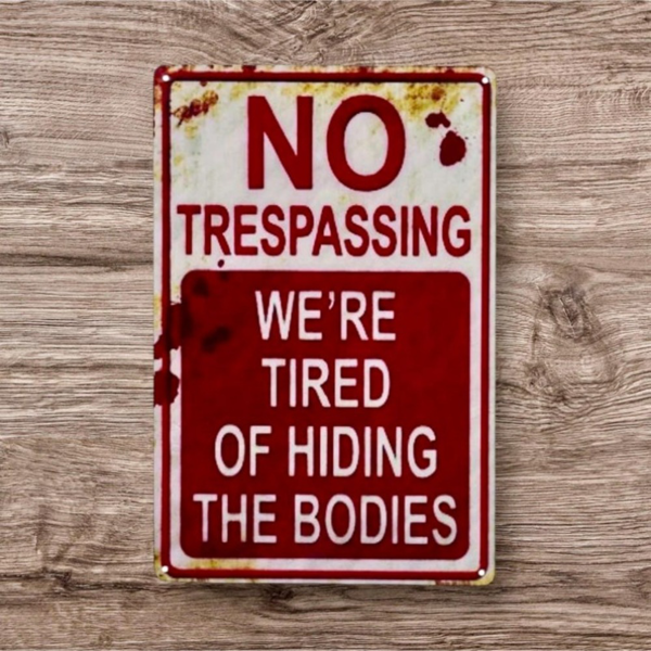 CIFbuy 趣味禁止擅入退休藏尸警示锡牌乡村风户外装饰房主幽默礼品（TikTok、temu 下自提）-1