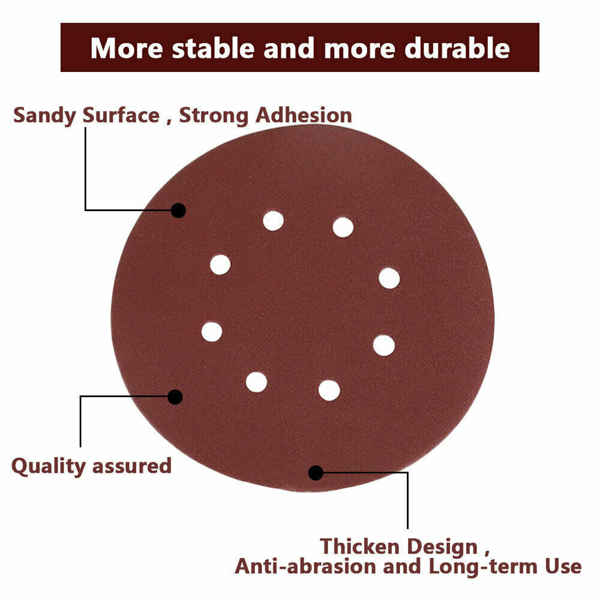 125pcs 125mm 8孔砂纸套装 40 60 80 120 240-2