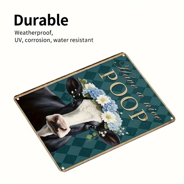 CIFbuy 乡村风花卉奶牛趣味标语铝制标牌家居办公卧室装饰（TikTok、temu 下自提）-3