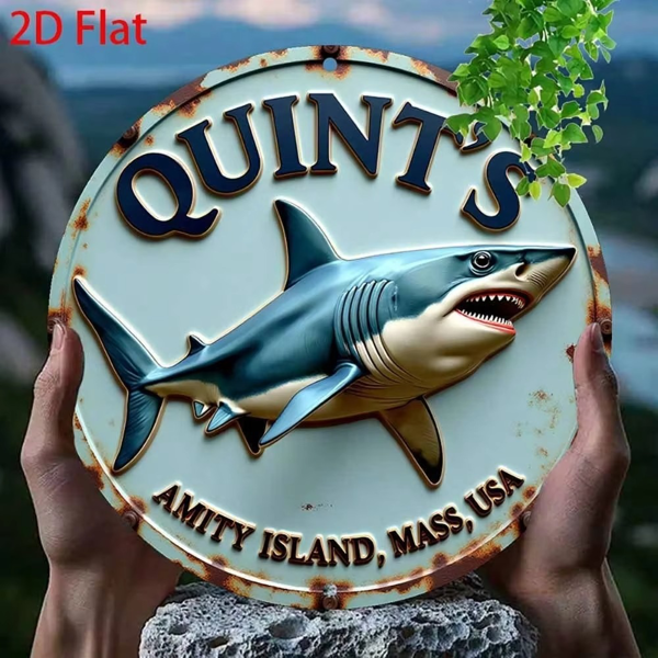 CIFbuy 大白鲨电影友好岛鲨鱼金属标牌复古铁皮画洞穴墙面装饰（TikTok、temu 下自提）-4