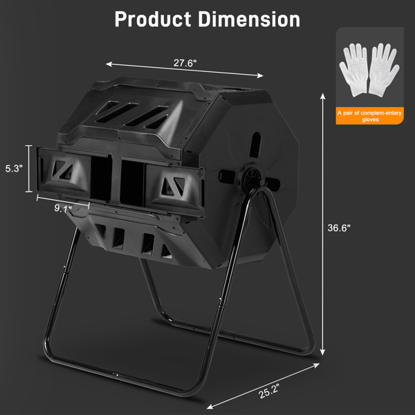 42加仑 黑色 塑料 堆肥桶-3