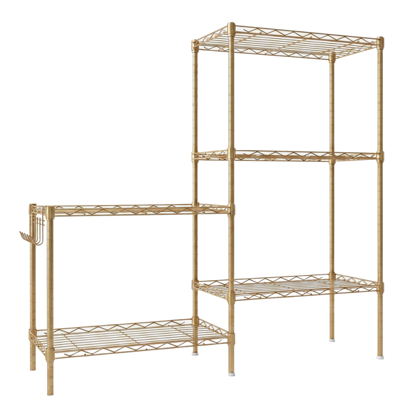 5层 可自由调节层间距  插梢式变形结构 带调节脚 展示架 铁 54*29*150cm 喷粉高光金-8