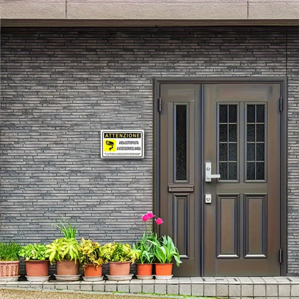 CIFbuy 复古反光铝制安全标志牌壁挂式双语标识家用商用监控警示牌耐候高可见度（TikTok、temu 下自提）-9