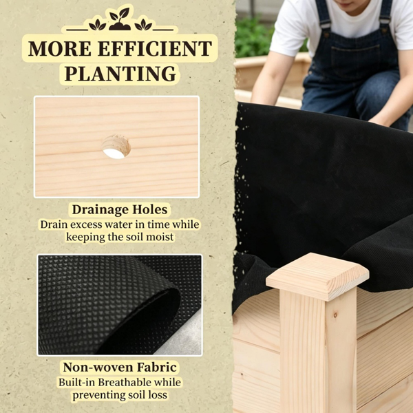 高架花园床/木制花盆 /木材种植箱-4