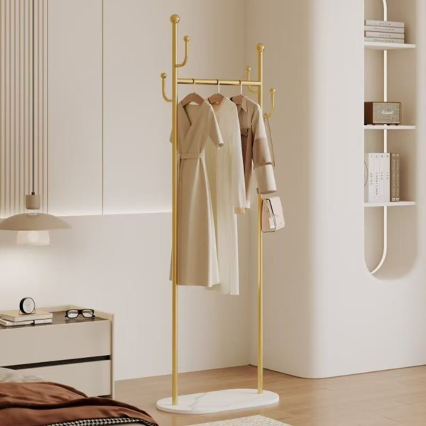 Clothing Rack, Golden Metal Freestanding Heavy Duty Clothes Rack with Marble Base, Multipurpose Garment Hanger for Bedroom, Hat, Scarf, Jacket-4