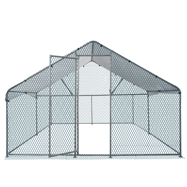 3*2*2/9.8*6.5*6.5ft 银色 尖顶顶部半开间 拼接 180gPE雨布 镀锌管 铁鸡兔笼-17