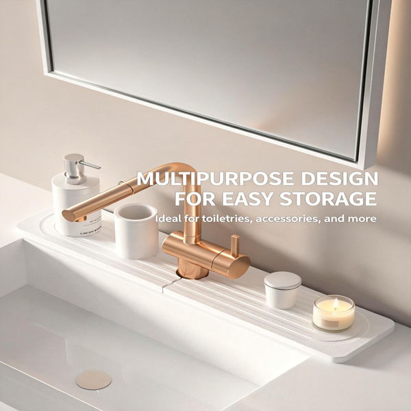 厨房水槽龙头垫 – 硅藻土吸水垫及水槽保护垫，防止潮湿 – 水槽防溅挡板吸水石托盘，适用于浴室台面-3