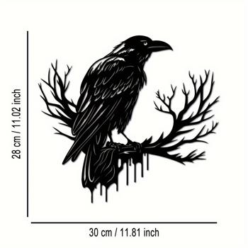 CIFbuy哥特黑金属乌鸦墙面艺术 复古工业风鸟剪影墙饰 TikTok、temu下自提
