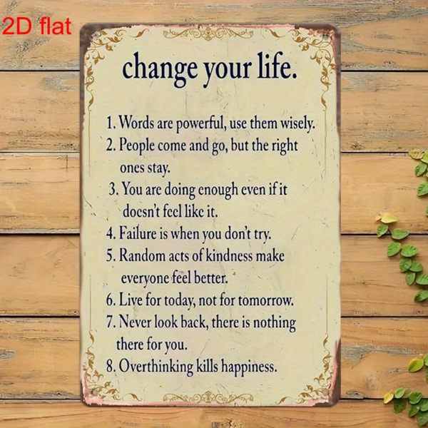 CIFbuy 耐用铁艺改变你的生活复古金属标牌乡村风格墙面励志标语家居门廊车库咖啡馆花园装饰节日礼物（TikTok、temu 下自提）-5