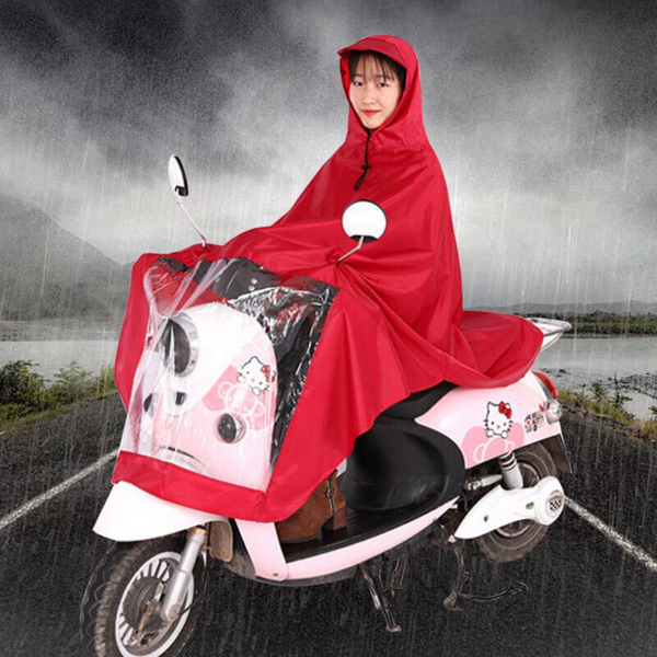 电瓶车雨衣 红色-4