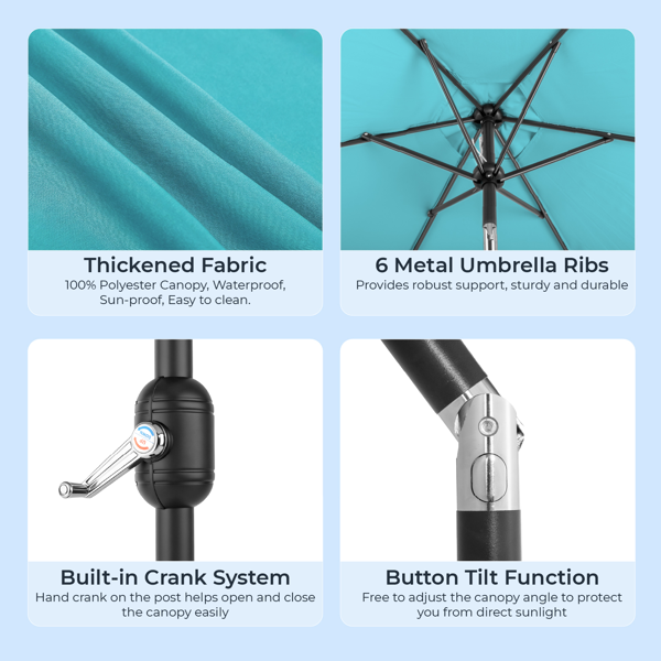 9FT 天蓝色  转向头 KD 圆形  太阳伞 涤纶布 6铁伞骨 铁中柱-20