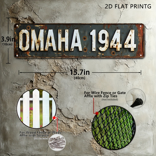 CIFbuy 复古军事铝制标牌奥马哈海滩二战地标乡村做旧墙饰车库酒吧装饰（TikTok、temu 下自提）-3