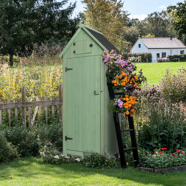 【替换旧编码：75178658】70inch 浅绿色 双坡顶  杉木 庭院木收纳房-22