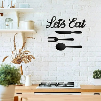 CIFbuy 手工锻铁用餐主题墙饰五件套 复古金属厨房标志雕塑（TikTok、temu下自提）